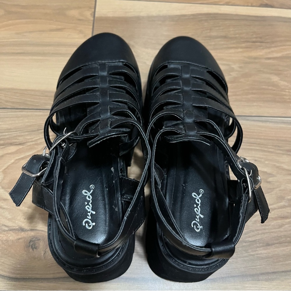 Dolls Kill Qupid Chunky Black Platform Sandals size 7 - Picture 4 of 8